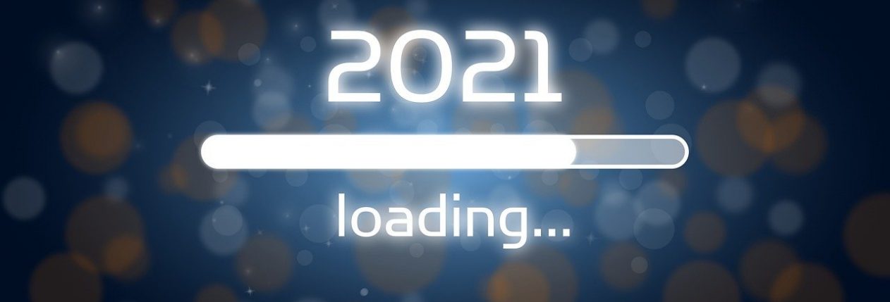 Barre de chargement avec écrit "2021" et "loading".