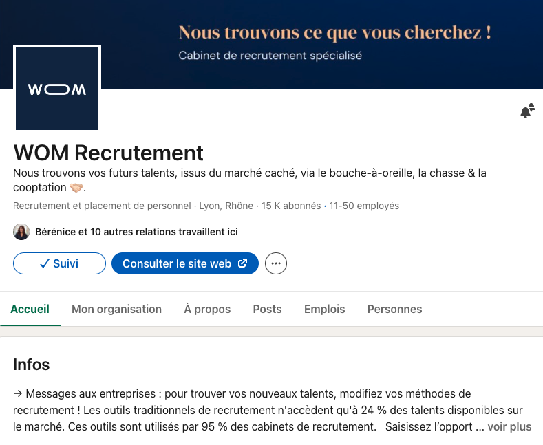 Profil de WOM Recrutement sur LinkedIn